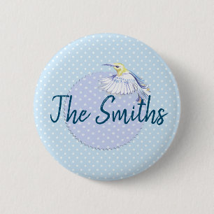 Hummingbird Patch over Polka Dots 6 Cm Round Badge