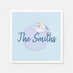 Hummingbird Patch over Polka Dots Napkin