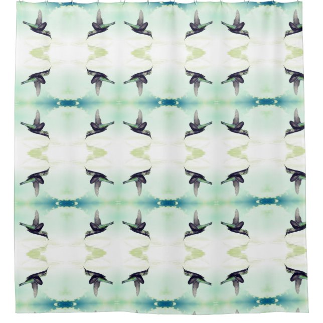 Hummingbird pattern shower curtain (Front)