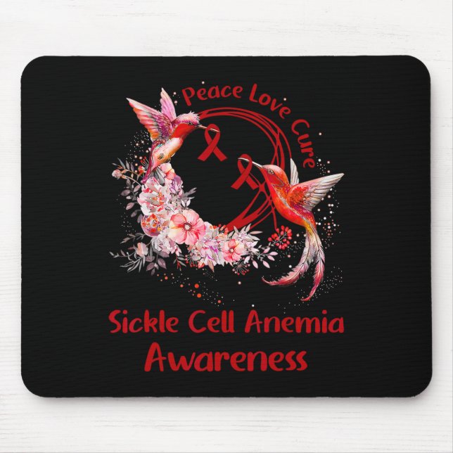 Hummingbird Peace Love Cure Sickle Cell Anaemia Aw Mouse Pad (Front)