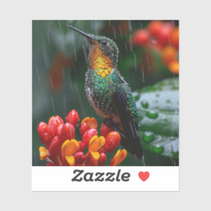 Hummingbird Perched on Bright Flower