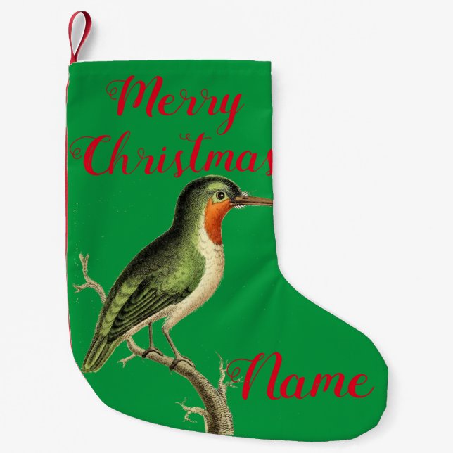 Hummingbird Perched Thunder_Cove Small Christmas Stocking (Front)