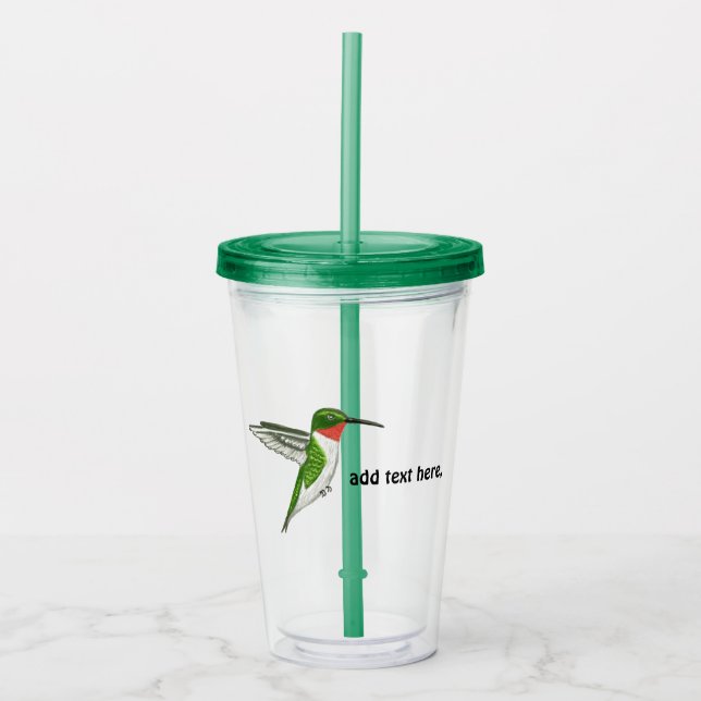 Hummingbird personalise travel mug, cup cooler, (Front)