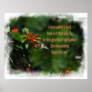 Hummingbird photo with Hafez quote Poster