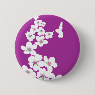 Hummingbird pink 6 cm round badge