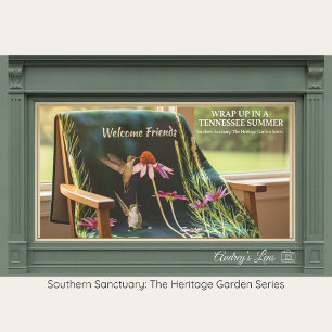 Hummingbird & Pink Coneflower Cosy Fleece Blanket