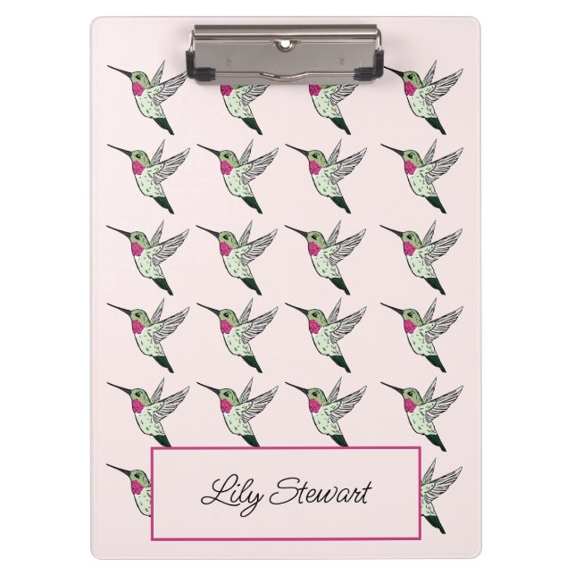  Hummingbird Pink Personalised Clipboard (Front)