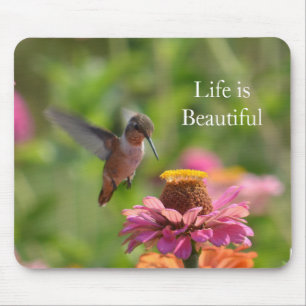 Hummingbird Pink Zinnia Flowers (photo by me) Mouse Pad