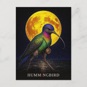 Hummingbird Pocket Watch gothic Surreal Postcard
