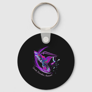 Hummingbird Purple Blue Ribbon Suicide Prevention Key Ring