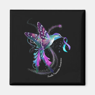 Hummingbird Purple Blue Ribbon Suicide Prevention Magnet