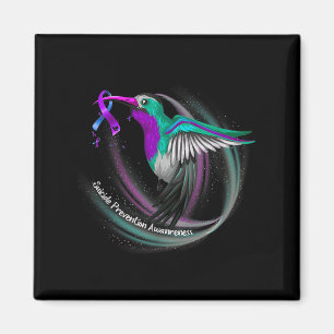 Hummingbird Purple Blue Ribbon Suicide Prevention Magnet