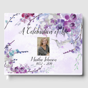 Hummingbird & Purple Orchids Guest Book