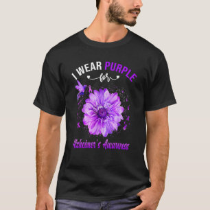 Hummingbird Purple Ribbon Alzheimer's Awareness T-Shirt
