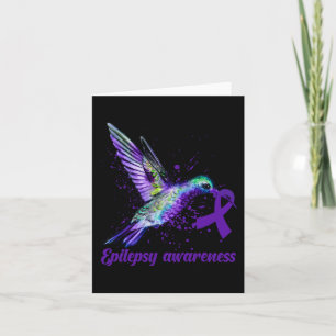 Hummingbird Purple Ribbon Epilepsy Awareness Month Card