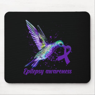 Hummingbird Purple Ribbon Epilepsy Awareness Month Mouse Pad