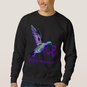 Hummingbird Purple Ribbon Epilepsy Awareness Month Sweatshirt