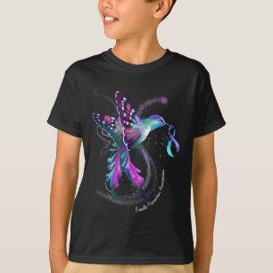 Hummingbird Purple Ribbon Suicide Prevention Aware T-Shirt