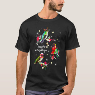 Hummingbird Reindeer Santa Hat  Merry Chritsmas T-Shirt