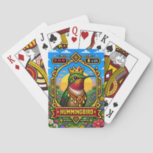 Hummingbird Retro 8-Bit Pixel Art Playing Cards