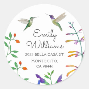 Hummingbird return address classic round sticker