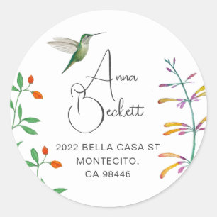 Hummingbird return address classic round sticker