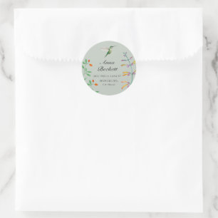Hummingbird return address classic round sticker