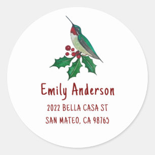 Hummingbird return address classic round sticker