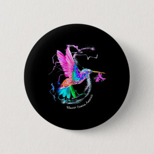 Hummingbird ribbon breast cancer awareness  6 cm round badge