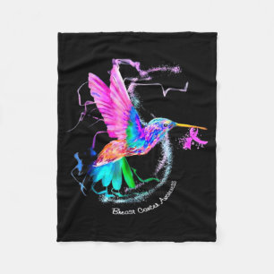 Hummingbird ribbon breast cancer awareness fleece blanket