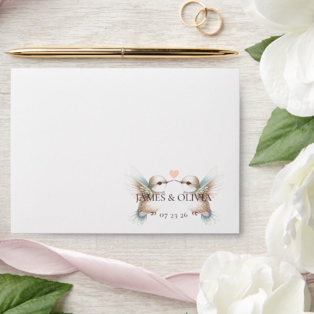 Hummingbird Romance Custom Wedding Photo Envelope (Wedding)