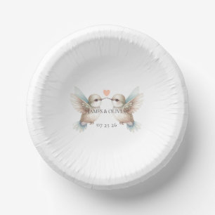 Hummingbird Romance Minimalist Wedding Paper Bowl Plate
