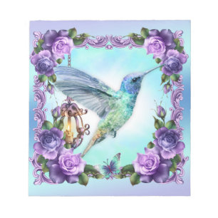 Hummingbird & Rose 5.5" x 6" Notepad - 40 pages