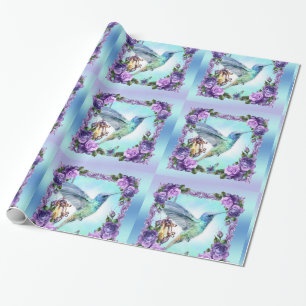 Hummingbird & Rose Glossy Wrapping Paper, 30" x 6' Paper