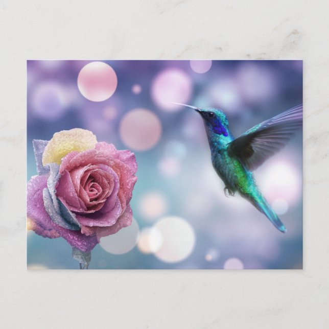 Hummingbird & Rose - Original Colours Postcard (Front)