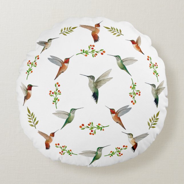 Hummingbird  round cushion (Front)