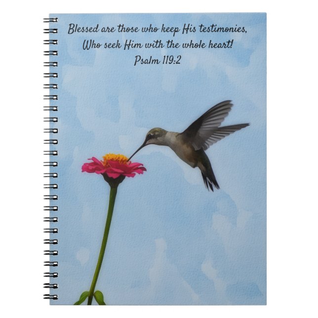 Hummingbird Seeking Nectar Bible Verse Prayer Notebook (Front)