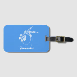 Hummingbird Simple & Elegant Blue & White Luggage Tag