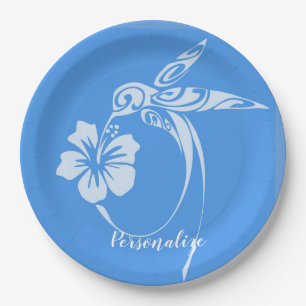 Hummingbird Simple & Elegant Blue & White Paper Plate