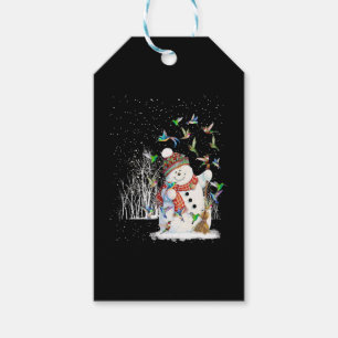 Hummingbird Snowman Merry Christmas Gift Tags