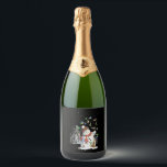 Hummingbird Snowman Merry Christmas Sparkling Wine Label<br><div class="desc">Hummingbird Snowman Merry Christmas</div>