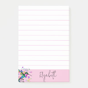 Hummingbird splatter personalised post-it notes