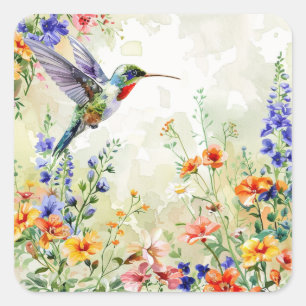 Hummingbird Square Sticker