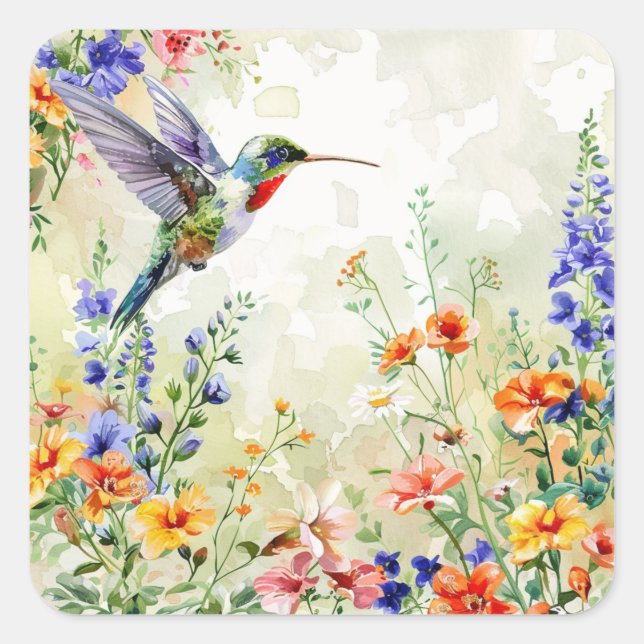 Hummingbird Square Sticker (Front)