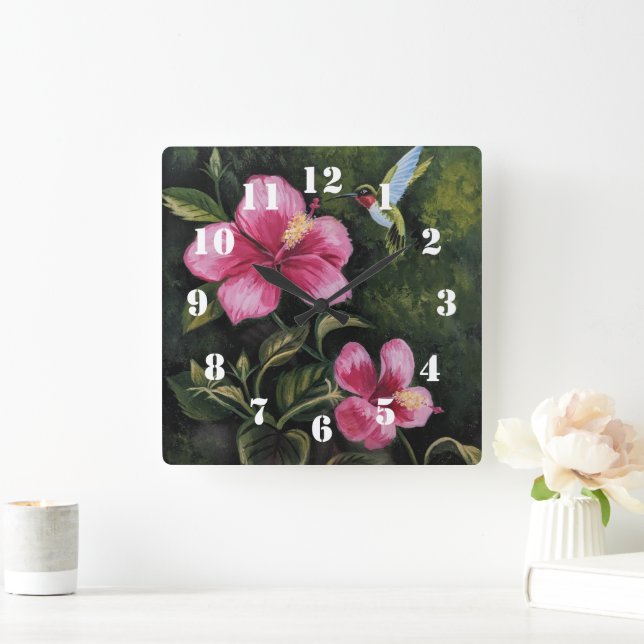 Hummingbird Square Wall Clock (Home)