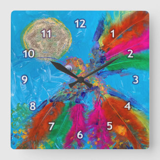 Hummingbird Square Wall Clock