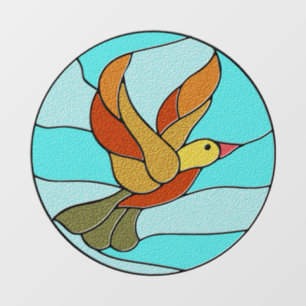 HUMMINGBIRD STAINED GLASS ART WINDOW CLING