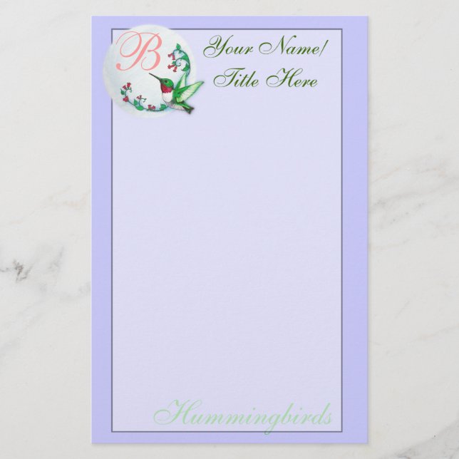 Hummingbird Stationery (Front)