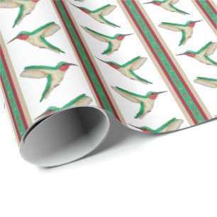 Hummingbird Stripe Wrapping Paper