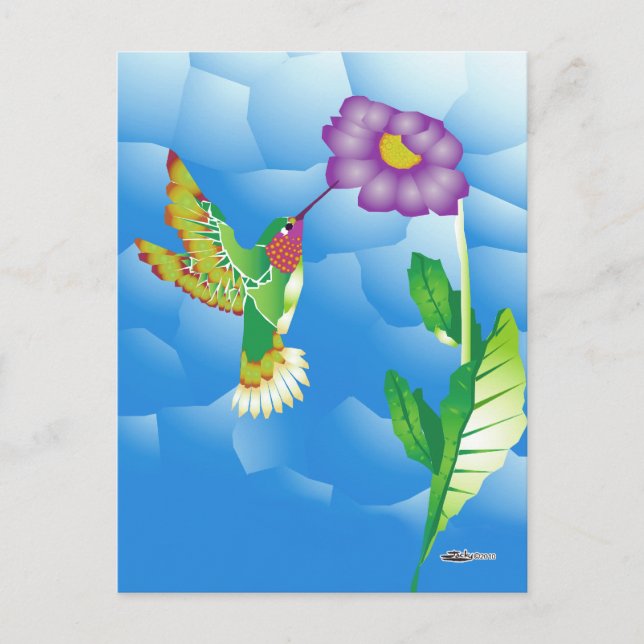 Hummingbird:  Stylised Postcard (Front)